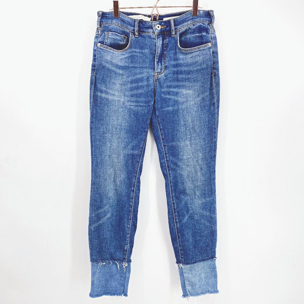 Pilcro Two-Tone Colorblock High Rise Skinny Ankle Jeans